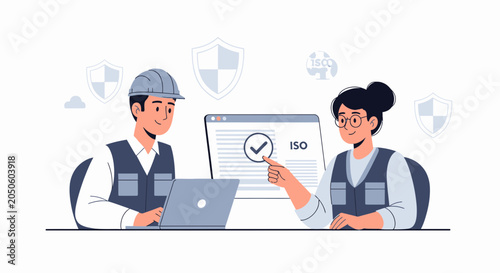 ISO Certification Process and Quality Management - Two Professionals Working Together
