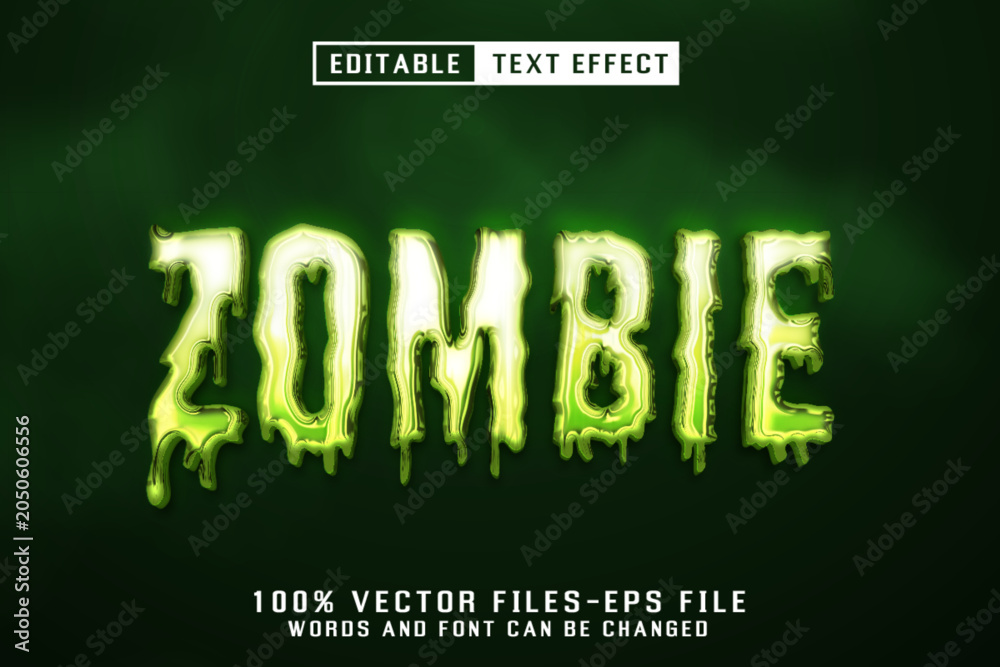 Fototapeta premium Zombie Slime Dripping Toxic Green 3D Editable Text Effect Vector EPS
