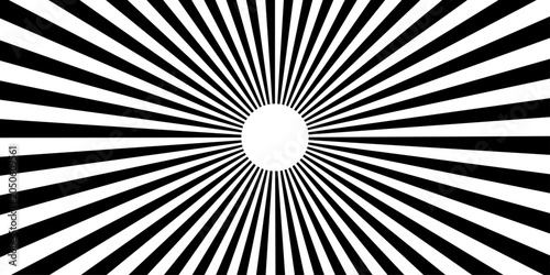 Vászonkép Optical Illusion Burst: A striking visual representation of an optical illusion featuring a radiant burst of black and white stripes emanating from a central white circle