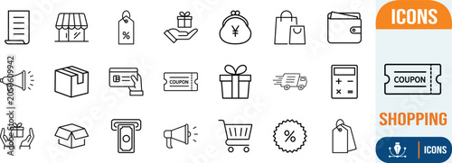 Canvastavla Shopping store payment delivery vector icons