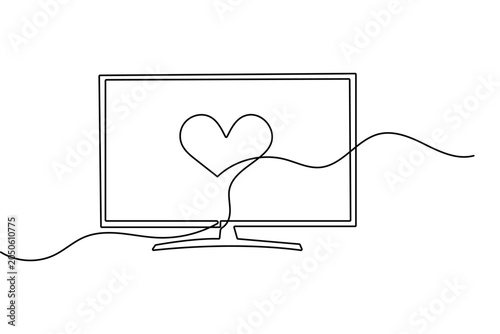 Tableau sur toile Television monitor one line drawing simple technology illustration
