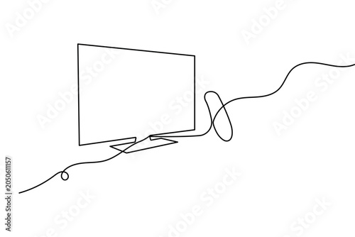 Tableau sur toile Television monitor one line drawing simple technology illustration