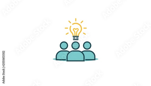 Dark Blue Coworking Team Icon with Innovation Light Bulb Symbol