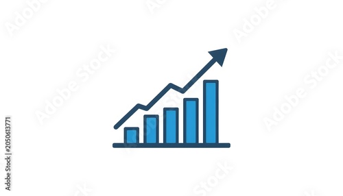 Dark Blue Startup Business Growth Chart and Team Network Icon
