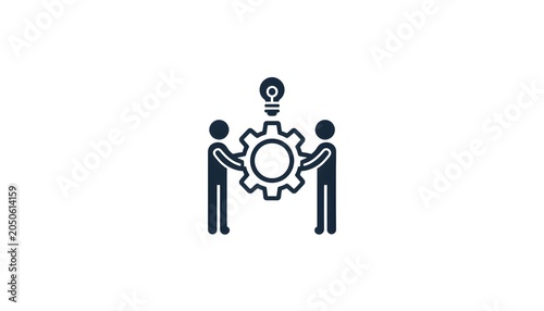 Dark Blue Startup Partnership Icon with Innovation Gear Symbol