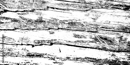 Black and white texture of weathered wood grain with deep cracks and lines isolated on transparent background