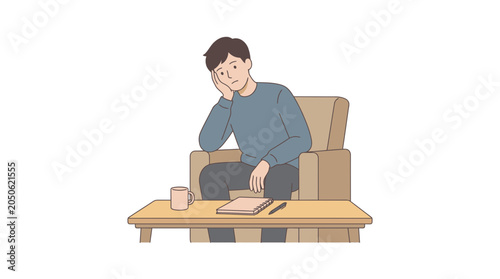 Foto Boredom and Tedium: Man Sitting in Armchair