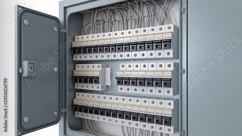 Electrical Breaker Box with Multiple Circuits and Wires
