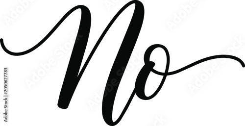 Foto Elegant black calligraphy of the word 'no' on a white background