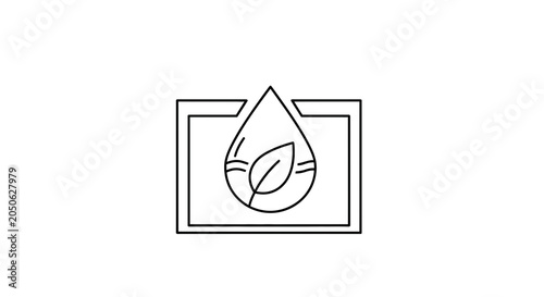 Eco-friendly Water Drop Icon with Leaf Inside, Clean Energy Symbol