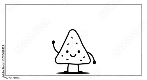 Cute Cartoon Nacho Chip Character Waving Hello