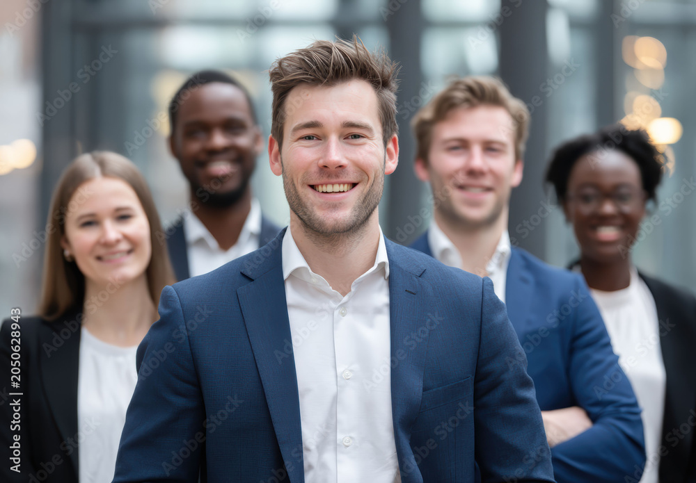 Obraz premium Leadership is not a position but a presence, where individuals stand together and amplify the strength of the entire team.