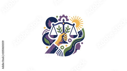 Environmental Law and Sustainability Justice Concept Illustration