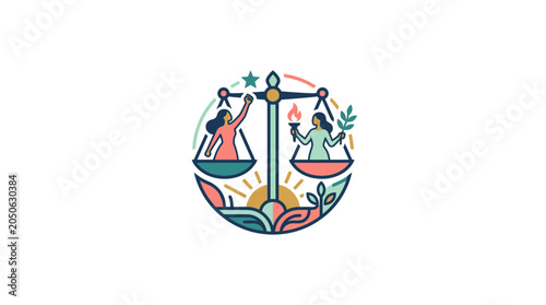 Equality and Justice Concept Illustration with Women on Scales