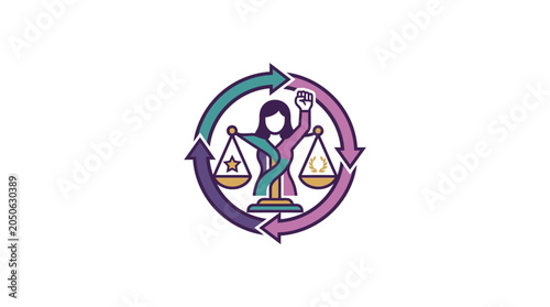 Equality and Justice Concept with Woman Silhouette and Scales