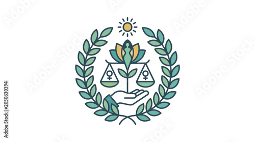 Feminine Equality and Justice Concept Emblem