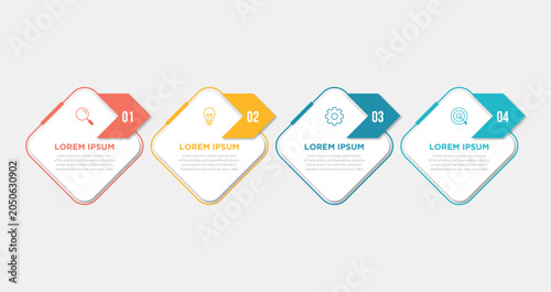 Business Infographic design template Vector with icons and 4 four options or steps. Can be used for process diagram, presentations, workflow layout, banner, flow chart, info graph