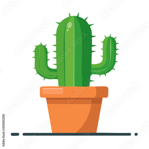 Flat design potted cactus illustration