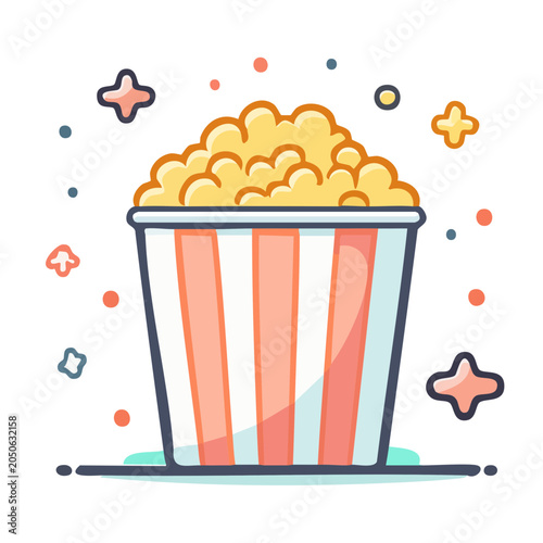 Popcorn bucket with colorful confetti and stars