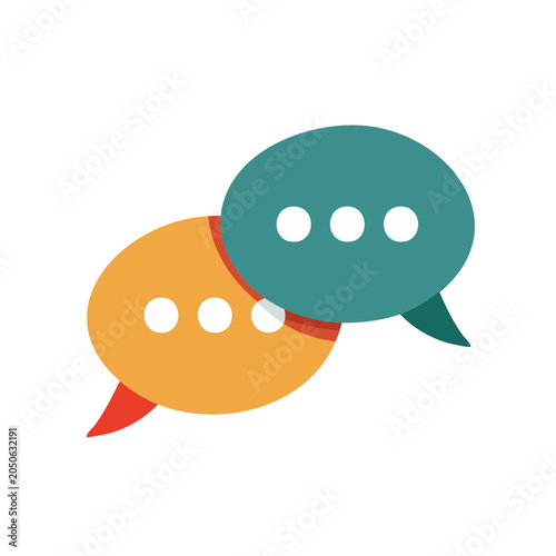 Two overlapping speech bubbles with dots
