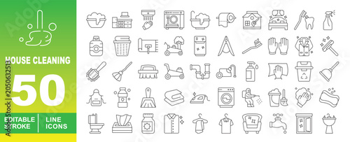 Schilderij op canvas Housekeeping set of web icons in line style