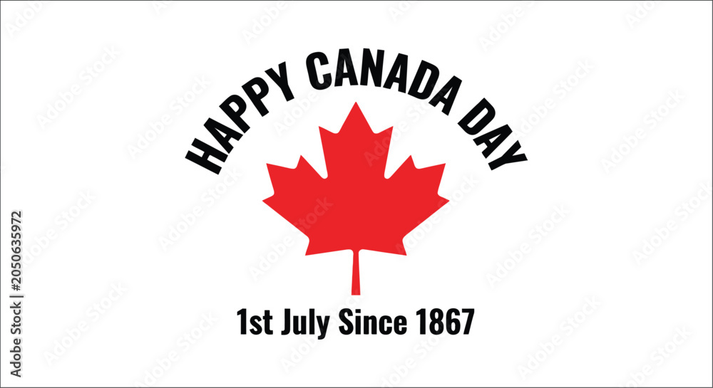 Fototapeta premium Red Maple Leaf Silhouette With Text On White Background