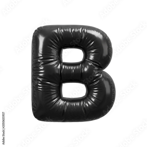 Trash bag letter B - large polyethylene bin liner font isolated on white background. Perfect alphabet for creative illustrations related to Ecology, recycling, garbage...