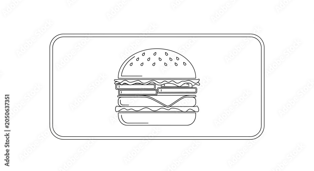 Fototapeta premium Minimalist Burger Icon Outline on White Background