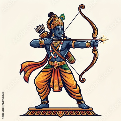Epic Illustration of Lord Rama: The Archer God