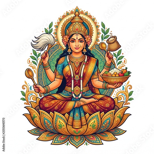 Vibrant Goddess of Abundance Illustration for Sacred Art