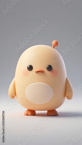 Adorable 3D Render of a Cute Minimalist Character in a White Ghost or Bird Costume