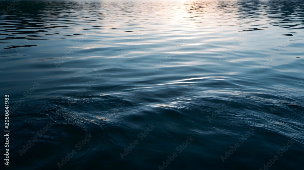 Fototapeta premium A smooth water surface bathed in bright daylight creates a serene and tranquil natural background