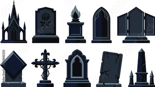 Photos Gothic Gravestone and Cemetery Monument Collection Featuring Chapel Cross Obelis