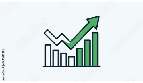 Quadro su tela Recovery Growth Graph and Green Arrow Business Vector Icon