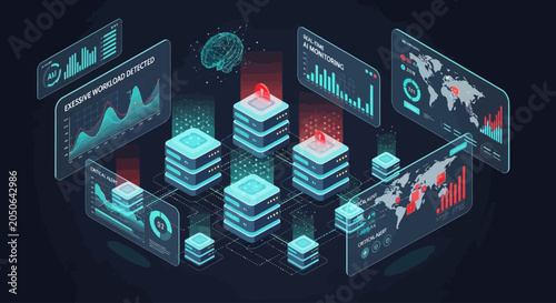 Tableau sur toile Futuristic data visualization with graphs and charts.