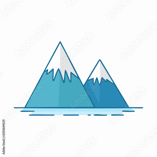 Stylized Mountain Peaks with Snow Caps and Water