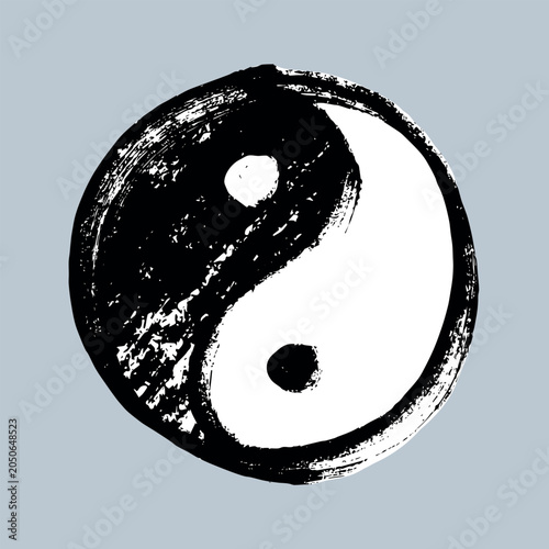 Obraz na plátně Hand drawn yin yang symbol Zen and Tao Harmony and balance Black and white yin a