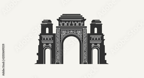 Photos Monolithic Archway Landmark Monument with Ornate Geometric Patterns