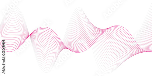 фотографія Abstract pink wavy lines on a white background, representing sound waves or digital flow, creating a modern and clean graphic element