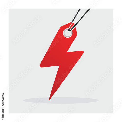 Red lightning bolt price tag icon