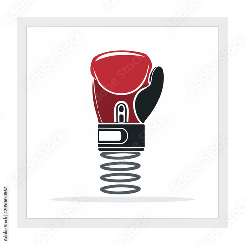 Red boxing glove on a spring
