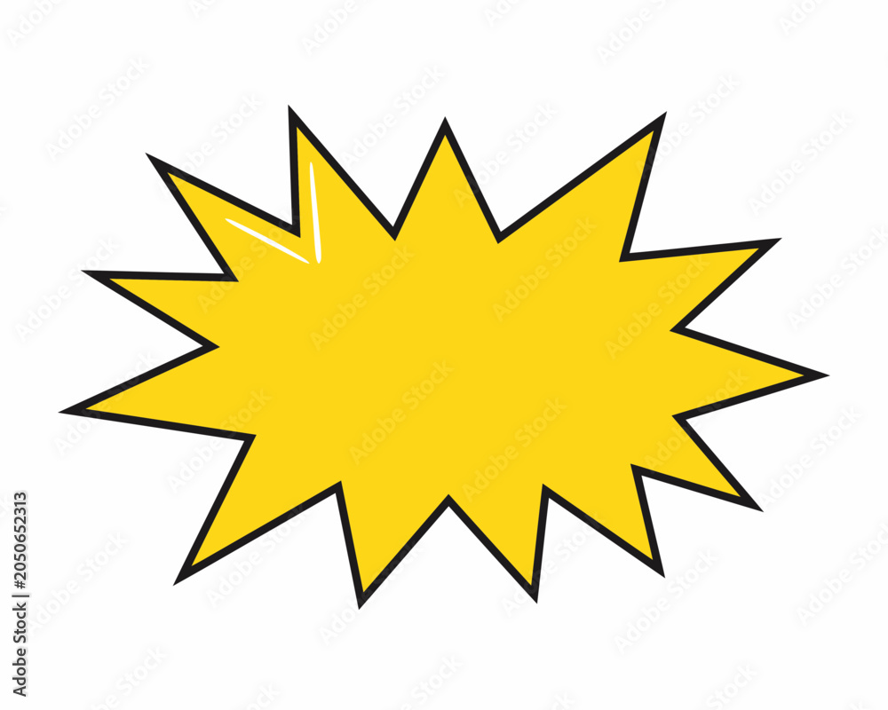 Obraz premium Yellow Comic Explosion Bubble on White Background