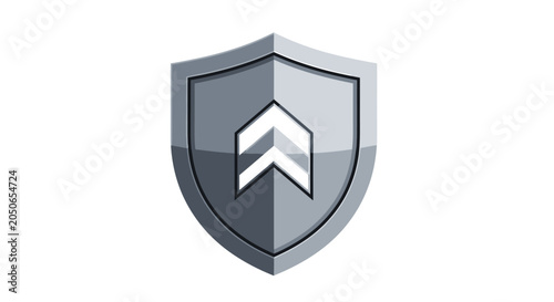Slika na platnu Silver Shield Emblem with Upward Arrows, Security and Protection Concept