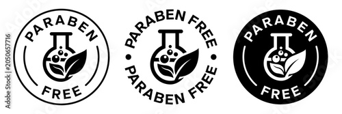 Obraz na plátně Paraben Free with leaf label, logo, badge, icon, sticker, symbol, line, flat vector, isolated illustration