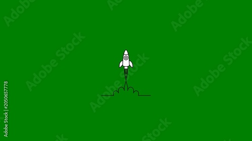 Space rocket launching from green screen for visual effects and compositing
