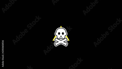 Stylized skull and crossbones symbol on dark background with yellow accent details
