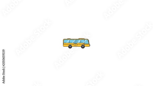 Yellow and blue articulated bus icon isolated on white background for transport concepts