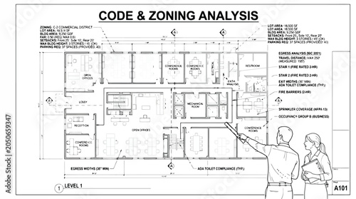 Photos Code and Zoning Analysis Floor Plan with Egress and Occupancy Information code a