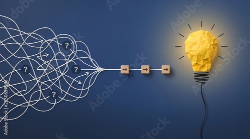 Visualizing the complex journey from problem-solving and confusion to clear direction and innovative idea generation