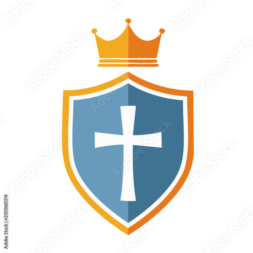 Christian cross shield with crown icon
